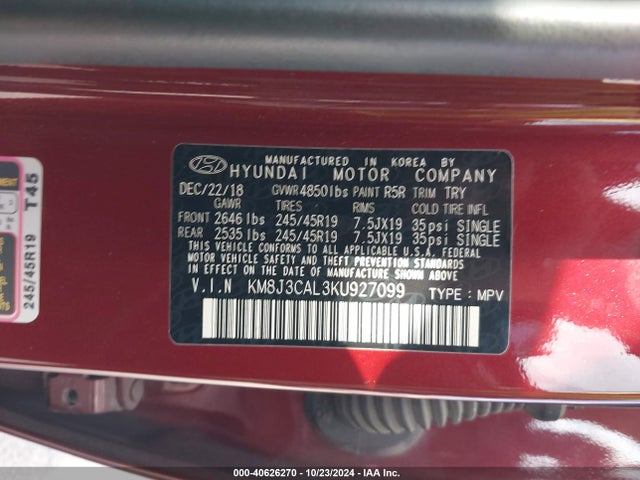 Hyundai Tucson Night 2019 KM8J3CAL3KU927099 Image 9