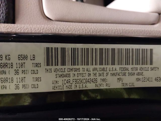 1C4RJFBG5KC642426 Jeep Grand Cherokee Limited 4x4