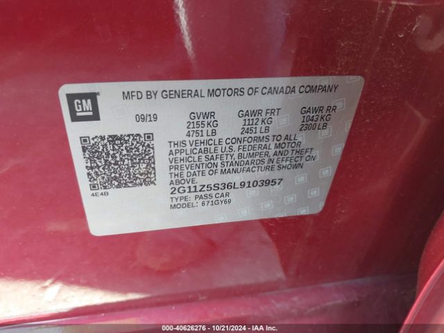 2G11Z5S36L9103957 Chevrolet Impala Fwd Lt