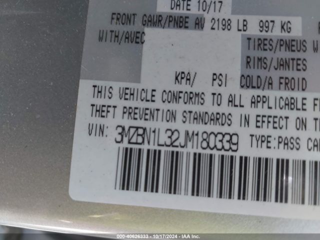 3MZBN1L32JM180339 Mazda Mazda3 Touring