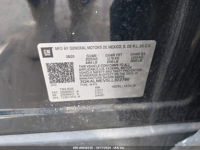 3GKALMEV5LL322796 GMC Terrain Fwd Sle