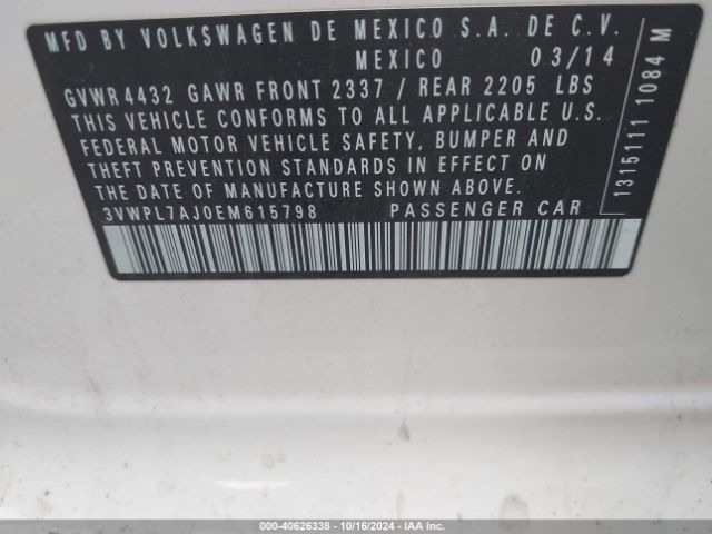 3VWPL7AJ0EM615798 Volkswagen Jetta Sportwagen 2.0l Tdi