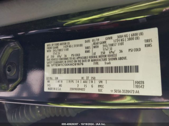 1FTEW1C5XKKC61676 Ford F-150 Xlt