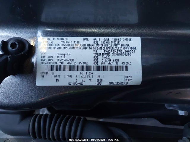 Ford FOCUS SE 2014 1FADP3K27EL366353 Image 9
