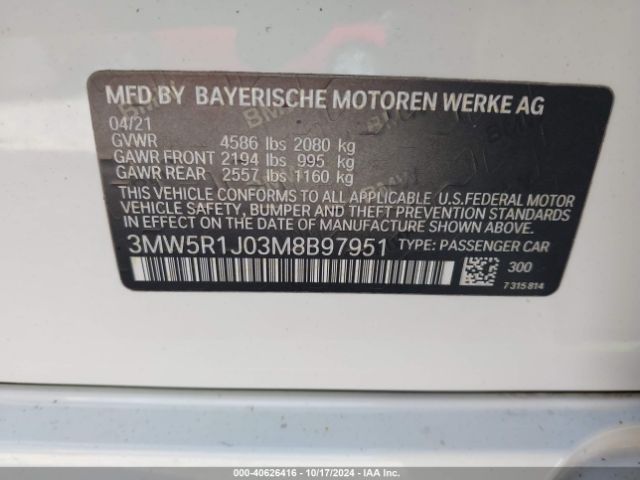 2021 BMW 330I 3MW5R1J03M8B97951 Photo 8