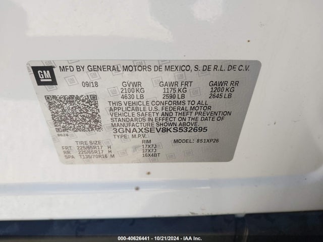 Chevrolet EQUINOX LS 2019 3GNAXSEV8KS532695 Image 9