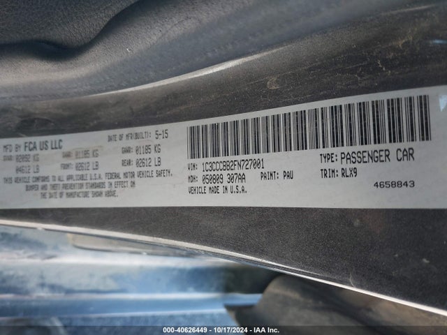 1C3CCCBB2FN727001 Chrysler 200 S