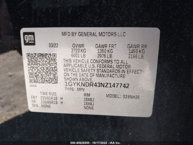 1GYKNDR43NZ147742 Cadillac Xt5 Awd Premium Luxury