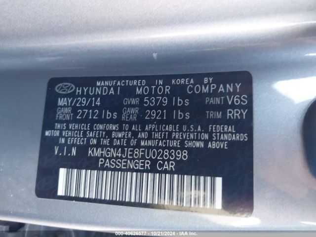 KMHGN4JE8FU028398 Hyundai Genesis 3.8