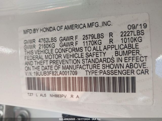 19UUB3F82LA001709 Acura Tlx Advance Package/pmc Edition