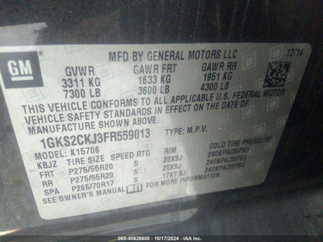 1GKS2CKJ3FR559013 GMC YUKON DENALI