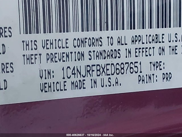 1C4NJRFBXED687651 Jeep Patriot Latitude