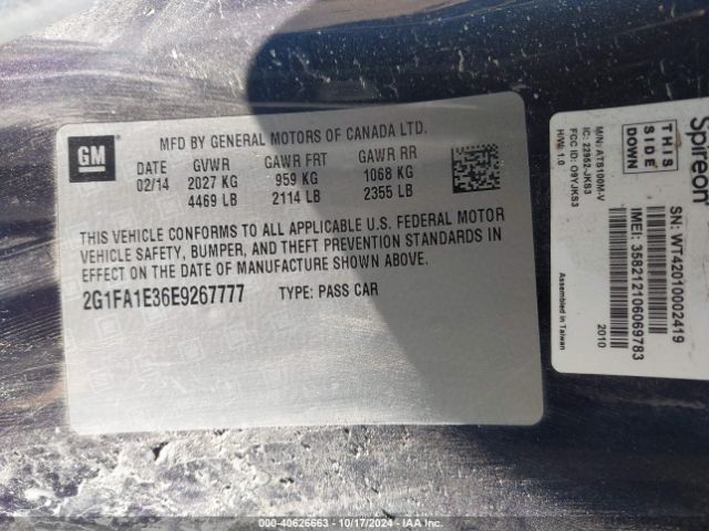 2G1FA1E36E9267777 Chevrolet Camaro 2ls