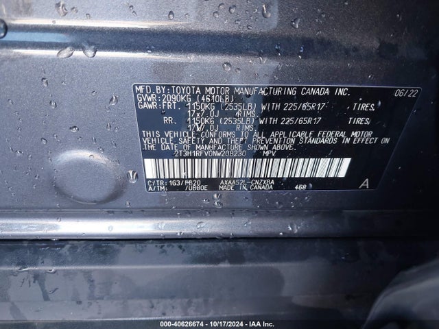Toyota RAV4 LE 2022 2T3H1RFV0NW208230 Image 9