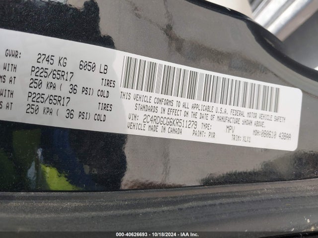 Dodge Grand Caravan Sxt 2019 2C4RDGCG6KR511279 Image 9