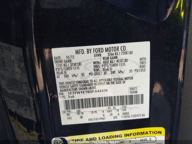 2013 FORD F-150 1FTFW1ET8DFA42436 Photo 8