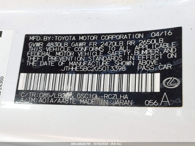JTHHE5BC2G5013398 Lexus RC 350