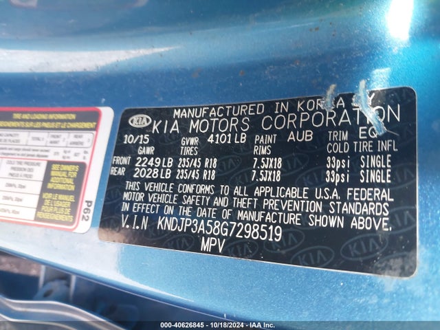 KIA SOUL + 2016 KNDJP3A58G7298519 Image 9