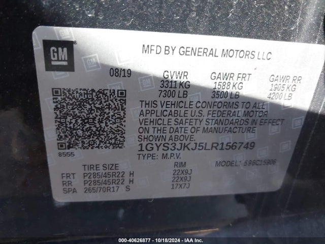 2020 CADILLAC ESCALADE ESV 1GYS3JKJ5LR156749 Photo 8