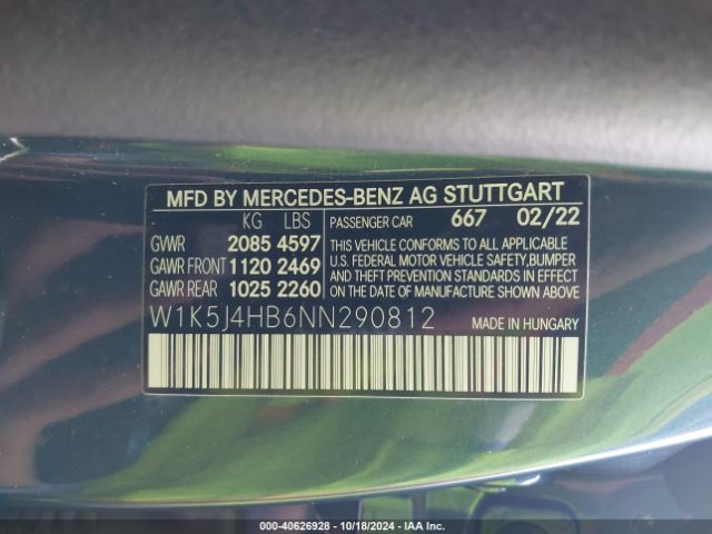 W1K5J4HB6NN290812 Mercedes-Benz Cla 250 Coupe 4matic