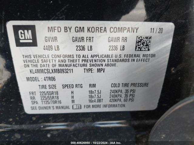 KL4MMCSLXMB093211 Buick Encore Gx Awd Preferred