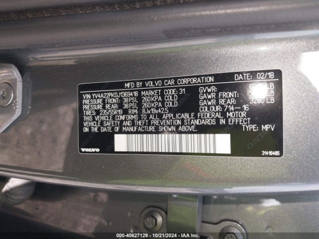YV4A22PK0J1369418 Volvo Xc90 T6 Momentum
