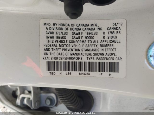 2HGFC2F59HH540648 Honda Civic Lx