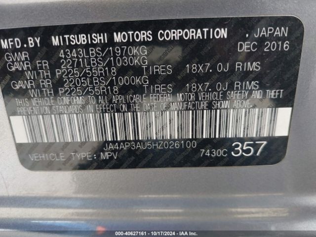 JA4AP3AU5HZ026100 Mitsubishi Outlander Sport 2.0 Es