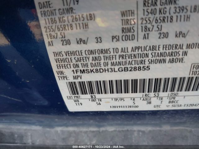 1FMSK8DH3LGB28855 Ford EXPLORER XLT