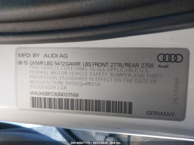 WAUHGBFC9GN037568 Audi A6 3.0t Premium Plus