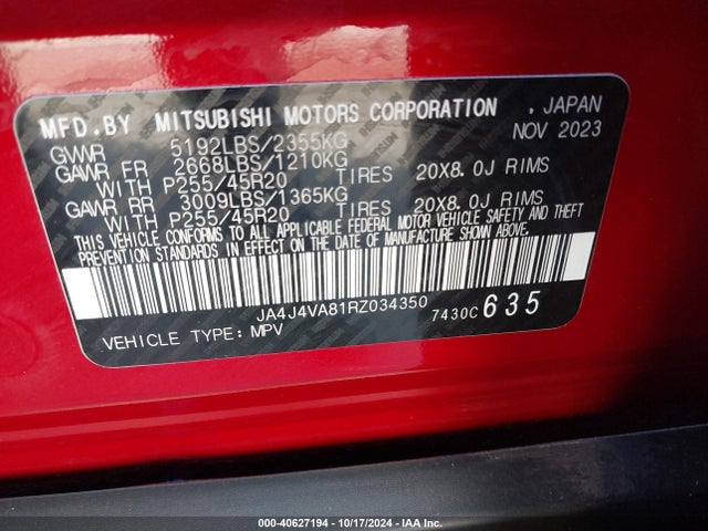 JA4J4VA81RZ034350 Mitsubishi Outlander Se 2.5
