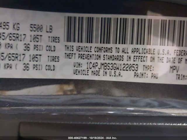 1C4PJMBS3GW122053 Jeep Cherokee Trailhawk