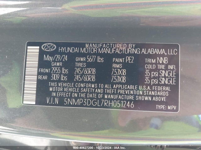 Hyundai Santa Fe Xrt 2024 5NMP3DGL7RH051246 Image 9