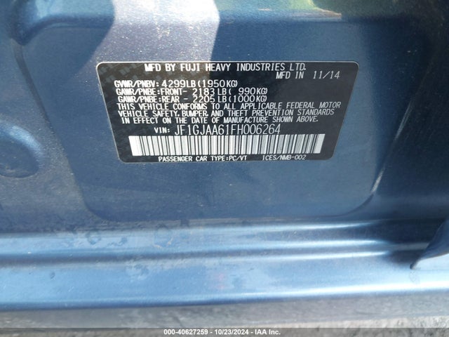 Subaru Impreza 2.0i 2015 JF1GJAA61FH006264 Image 9