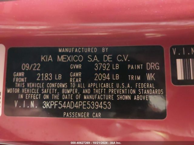 3KPF54AD4PE539453 KIA Forte Gt-line