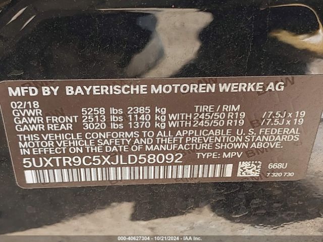 5UXTR9C5XJLD58092 BMW X3 Xdrive30i