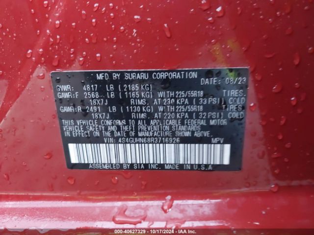 4S4GUHN68R3716926 Subaru Crosstrek Limited