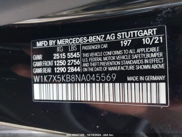 W1K7X5KB8NA045569 Mercedes-Benz Amg Gt 43 4-door Coupe