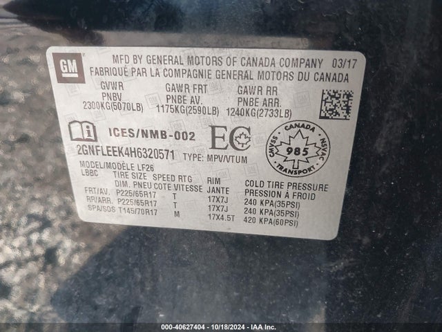 Chevrolet EQUINOX LS 2017 2GNFLEEK4H6320571 Image 9
