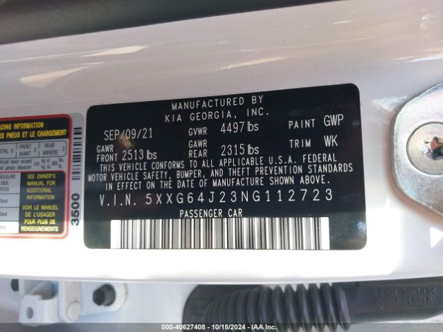 5XXG64J23NG112723 KIA K5 Gt-line
