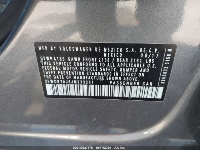 3VWDB7AJ8JM233261 Volkswagen Jetta 1.4t Se/1.4t Wolfsburg Edition