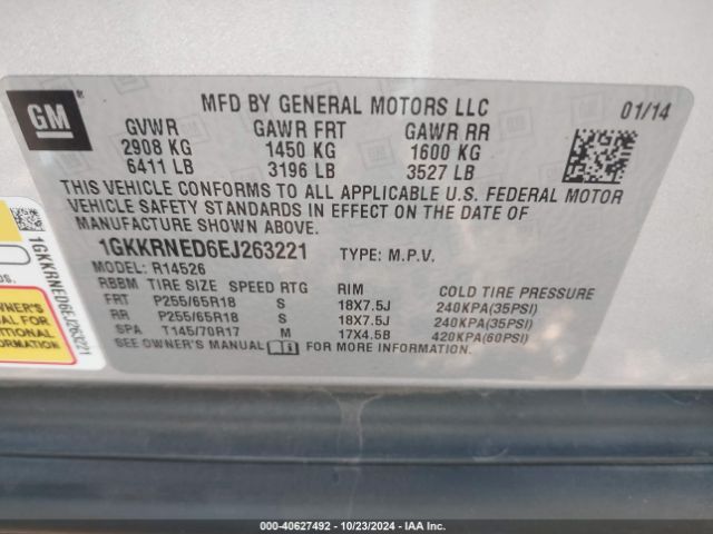 1GKKRNED6EJ263221 GMC Acadia Sle-1