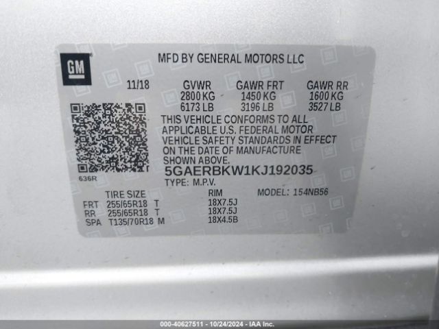 5GAERBKW1KJ192035 Buick Enclave Fwd Essence