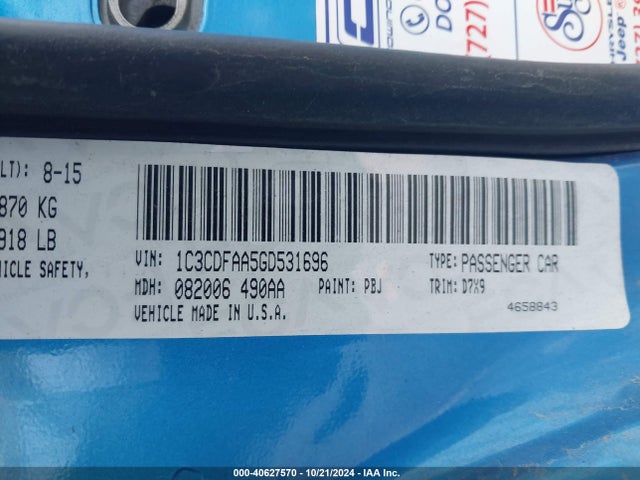 Dodge DART SE 2016 1C3CDFAA5GD531696 Image 9