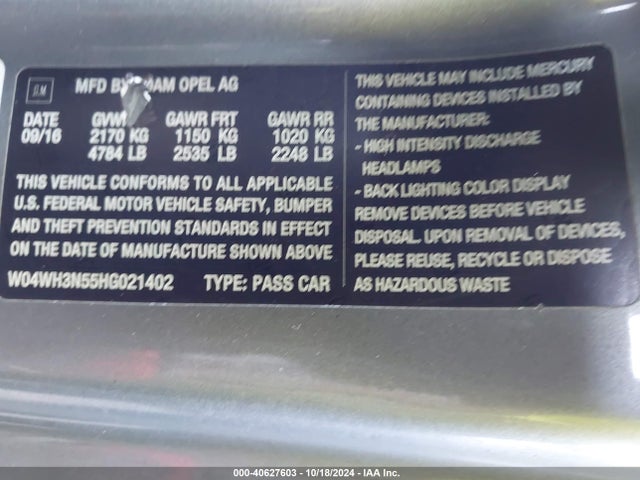 Buick Cascada Premium 2017 W04WH3N55HG021402 Image 9