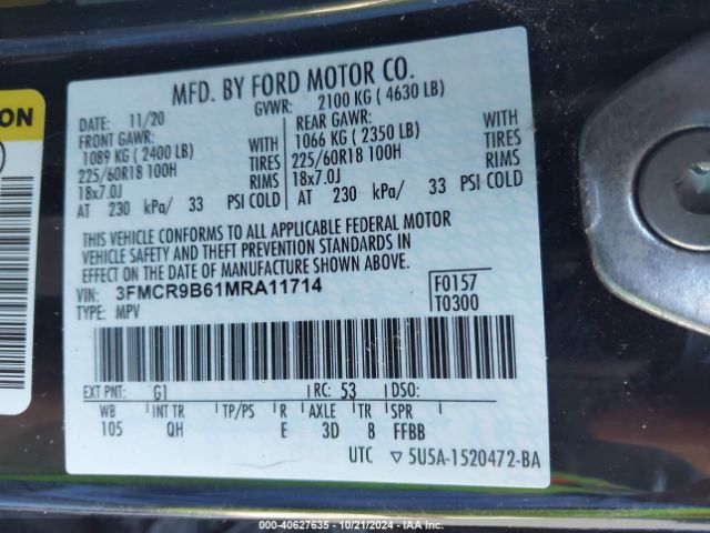 3FMCR9B61MRA11714 Ford Bronco Sport Big Bend