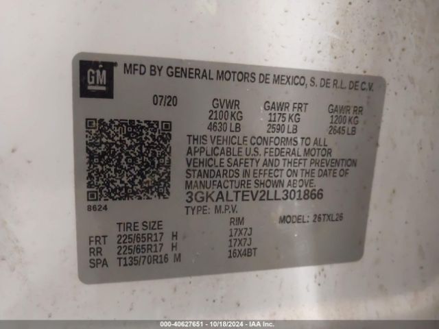 3GKALTEV2LL301866 GMC Terrain Awd Sle