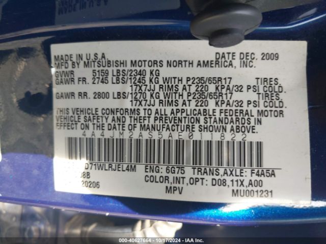 2010 MITSUBISHI ENDEAVOR 4A4JM2AS5AE011822 Photo 8