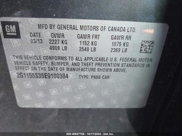 Chevrolet IMPALA 2LZ 2014 2G1155S35E9100384 Image 9