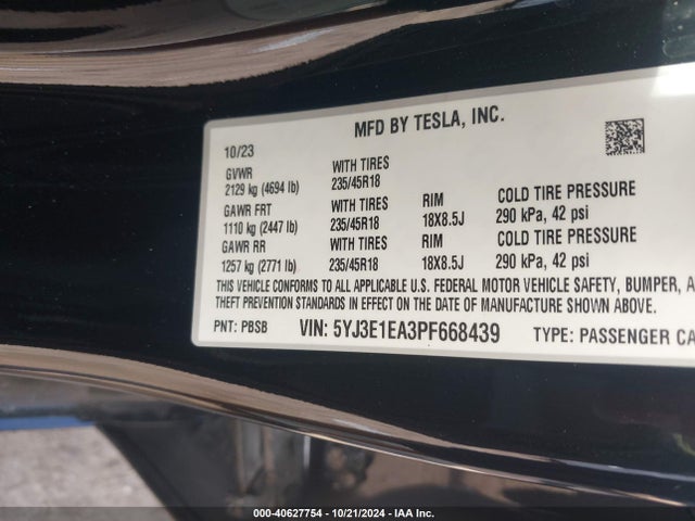 2023 TESLA MODEL 3 5YJ3E1EA3PF668439 Photo 8